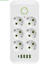 IN-105 Сетевой фильтр  F06U 2 м 6 розеток и  4 usb белый