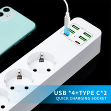 IN-126 Сетевой фильтр BKL-03-3 2 м на 3 розеток 4 usb белый