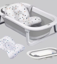 DT-882 Складная детская ванночка для новорожденных силиконовая, компактная, сливающаяся, переносная