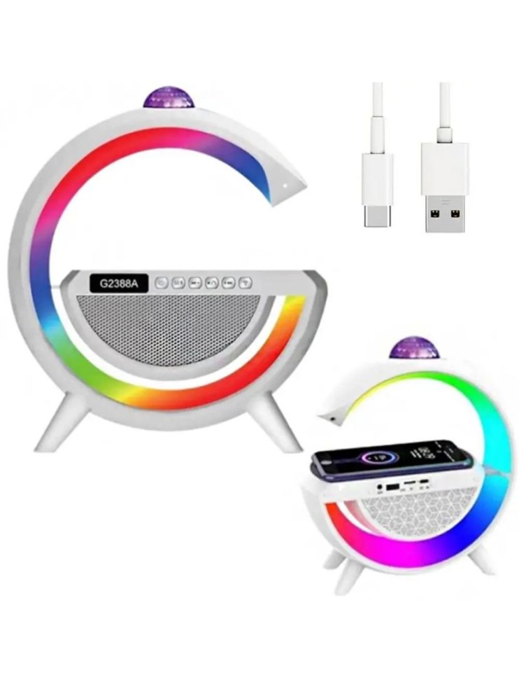 FNL-143 Смарт лампа-ночник YN-2366  с беспроводной зарядкой и дискошаром / Лампа с блютуз колонкой / Настольная лампа 