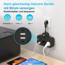 IN-129 Cетевой фильтр на 2 розетки черный (2вход USB) BKL-503