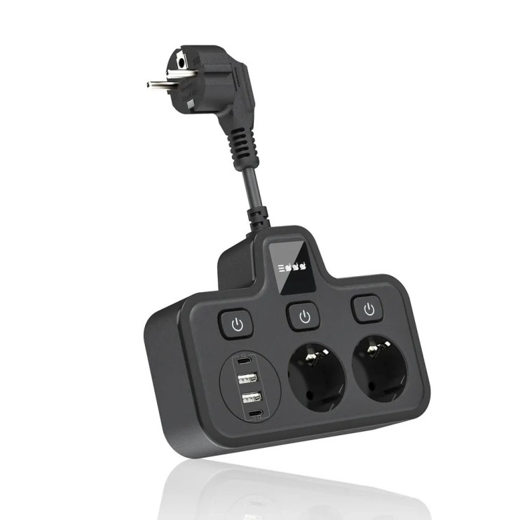 IN-129 Cетевой фильтр BKL-502 на 2 розетки 1.8М черный 2вход USB