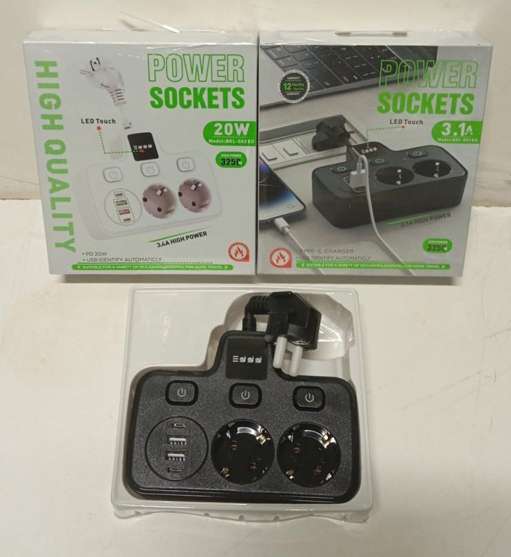 IN-129 Cетевой фильтр BKL-502 на 2 розетки 1.8М черный 2вход USB