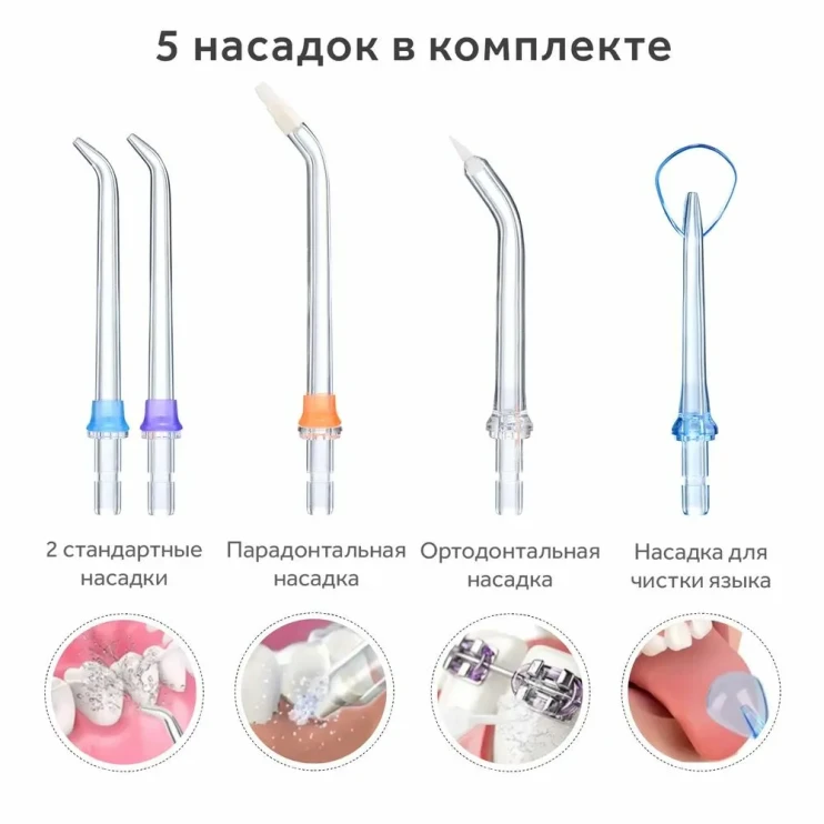 TDK-048 Ирригатор Black Bags H2O Floss компактный 6 насадок 5 режимов подачи воды