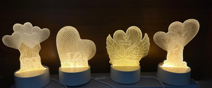 NCH-149 Ночник 3D (сердце лебеди и воздушные шары)