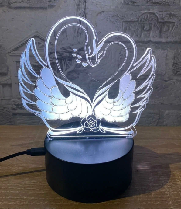 NCH-149 Ночник 3D (сердце лебеди и воздушные шары)