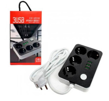 IN-188 Сетевой фильтр 2 м на 4 розетки и 3 usb белый