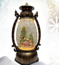 TV-614 Фонарь Crystal Light снеговики на санках декоративный с USB TL010