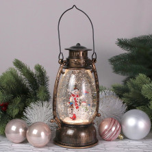 TV-614 Фонарь Crystal Light снеговики на санках  декоративный с USB TL010