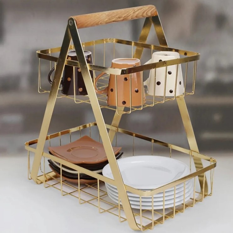 KP-121 Корзина Home Storage Rack DZ3369A 2 яруса для фруктов и овощей