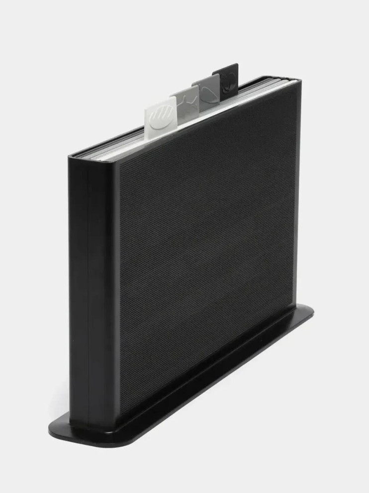 KP-631 Набор из 4-х разделочных досок с подставкой для хранения черные