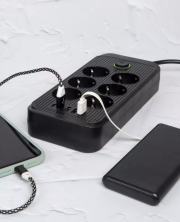 IN-107 Cетевой фильтр F06U 2 м на 6 розеток и 4 usb черный