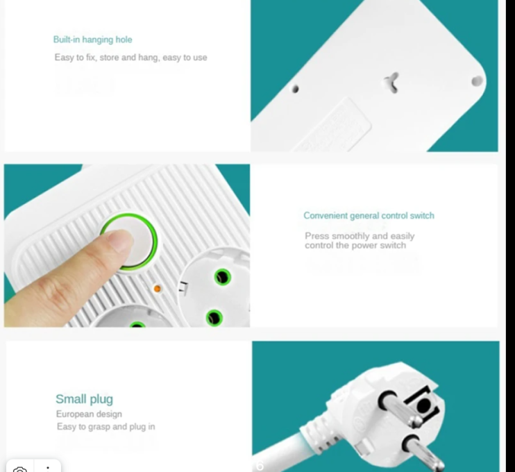 IN-108 Сетевой фильтр F06U 5М на 6 розеток и 4 usb белый