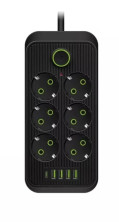 IN-109 Сетевой фильтр F06U 5 м на 6 розеток и 4 usb черный
