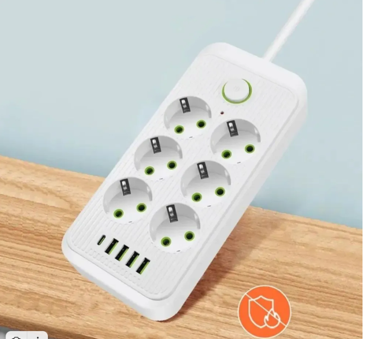 IN-110 Сетевой фильтр F06U 7 м на 6 розеток и 4 usb белый