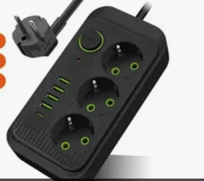 IN-113 Сетевой фильтр F09U 2м на 3 розеток и 4 usb черный