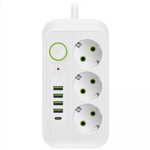 IN-114 Сетевой фильтр F09U 5м на 3 розеток и 4 usb белый