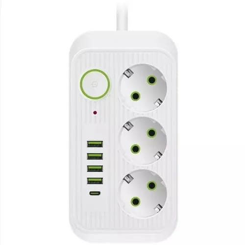 IN-116 Сетевой фильтр F09U 7м на 3 розеток и 4 usb черный