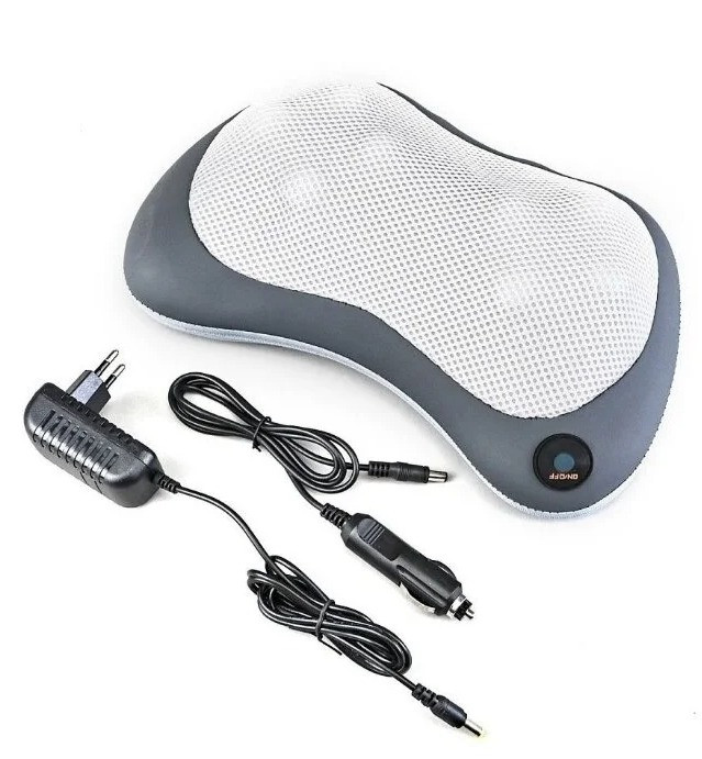 AV-186  Подушка массажная 16 роликов серый