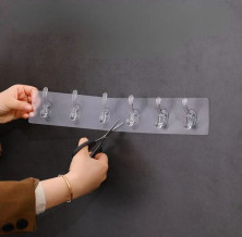 TV-733 Вешалки-крючки настенные самоклеящиеся 6 шт прозрачные крепкие