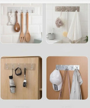 TV-733 Вешалки-крючки настенные самоклеящиеся 6 шт прозрачные крепкие