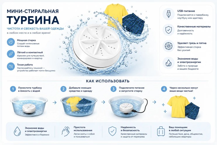 RZ-298 Турбина Turbine Portable Washing Machine мини стиральная для стирки одежды,usb питание