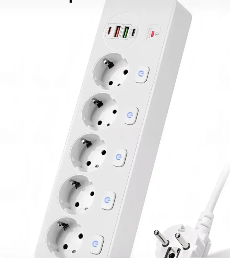 IN-121 Сетевой фильтр белый  BKL-504 1.8М на 4 розетки 2 входа USB