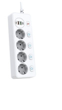 IN-121 Сетевой фильтр белый  BKL-504 1.8М на 4 розетки 2 входа USB