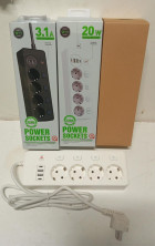 IN-121 Сетевой фильтр белый  BKL-504 1.8М на 4 розетки 2 входа USB