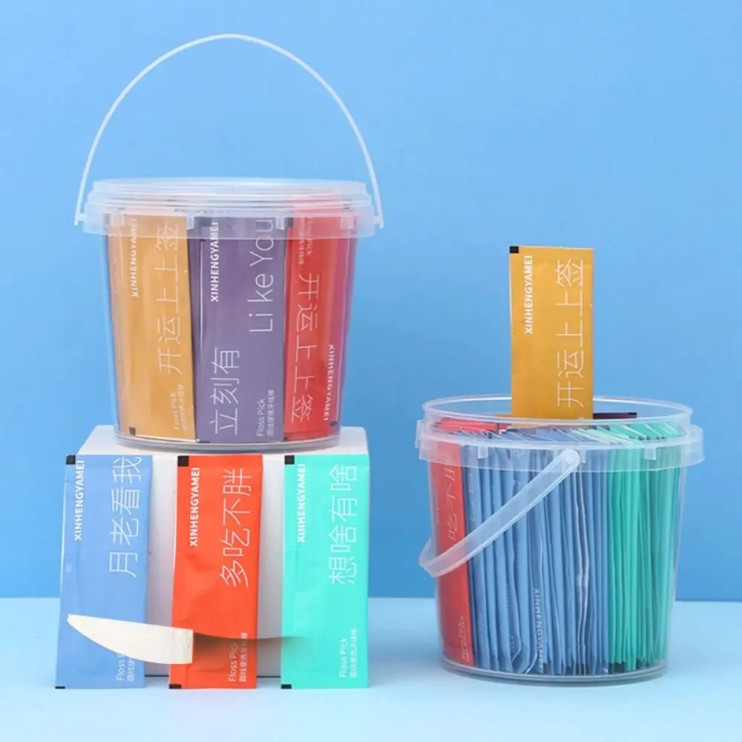 TDK-181 Флоссы для зубов цветные в ведерке 100 шт