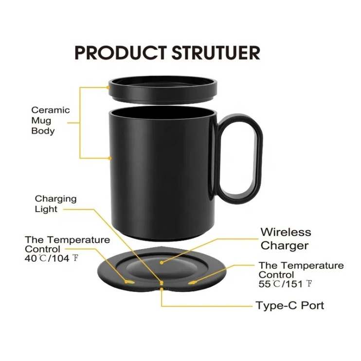 CP-100 Чашка Multifunctional Wireless Charging Heating Cup с подогревом