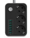 IN-096 Сетевой фильтр 2.5м 6 usb 3 розеток черный