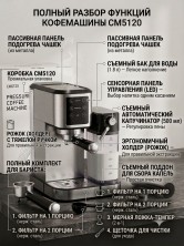 KP-888 Кофемашина Semi-automatic espresso machine СМ 5120 рожковая с капучинатором, кофеварка автоматическая для дома и офиса