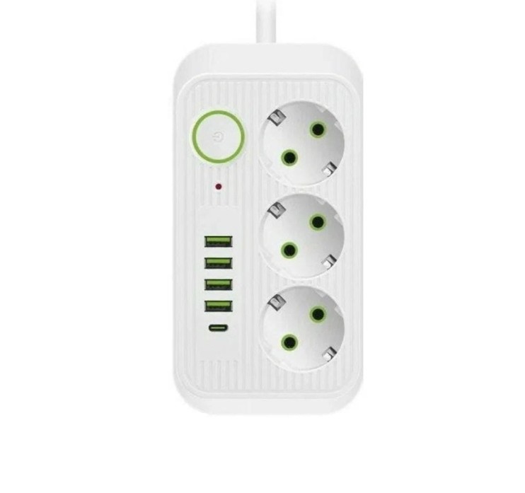 IN-112 Сетевой фильтр F09U на 2 м 3 розеток и 4 usb