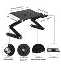 KP-547 Столик трансформер Multifunctional Laptop Table Т8 с вентилятором складной, подставка для ноутбука с охлаждением