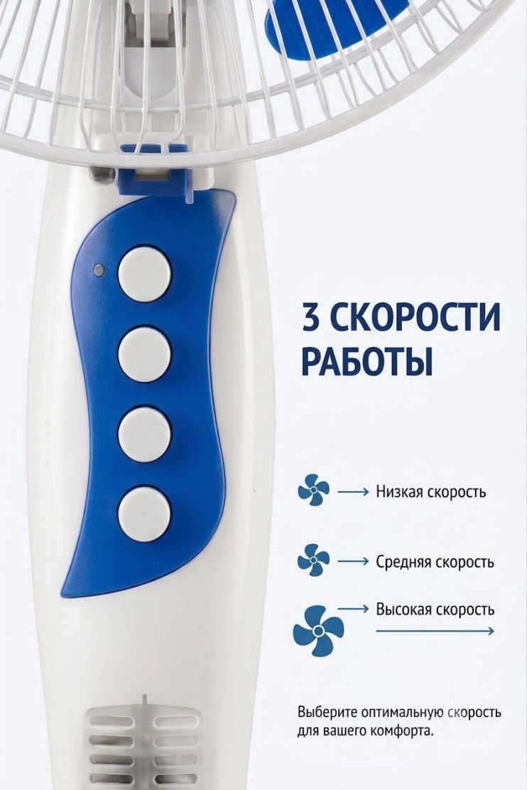 VR-096 Вентилятор FS40-4 напольный мощный комнатный 5 лопастей ,с регулировкой высоты бытовой для дома офиса охлаждения