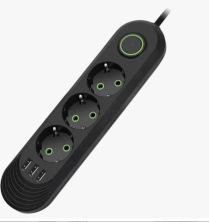 IN-150 Сетевой фильтр F03U 5м на 3 розетки и 3 usb входа черный