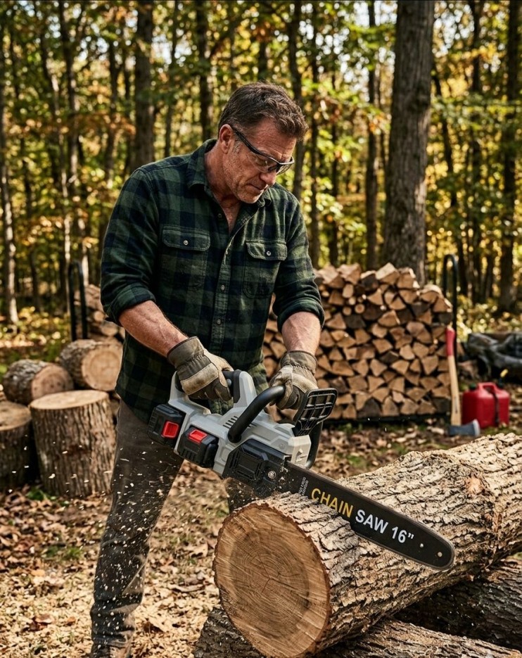 IN-010 Пила Chain Saw  16-дюймовая электрическая цепная ,7500 об/мин с бесщеточным двигателем аккумулятор 4.0ahx2 