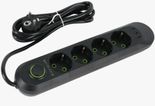 IN-098 Cетевой фильтр F04U 10м на 4 розетки и 3 usb входа черный