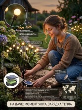 TV-111 Фонарь Solar Swaying Outdoor Lights садовый на солнечной батарее, уличный фонарь для дачи и дома  10 led ламп,2шт