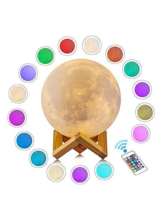 NCH-024-13 Ночник-светильник 3D Moon Light с пультом  18 см