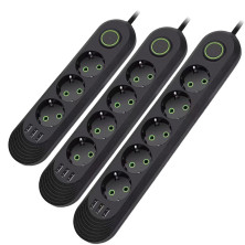 IN-103 Cетевой фильтр F05U 10м 5 розеток 3 входа usb черный