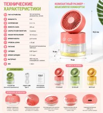 VR-996 Мини вентилятор Multi Functional Fan настольный портативный с увлажнителем воздуха и подсветкой 3в1,ручной вентилятор с распылителем воды на аккумуляторе Usb