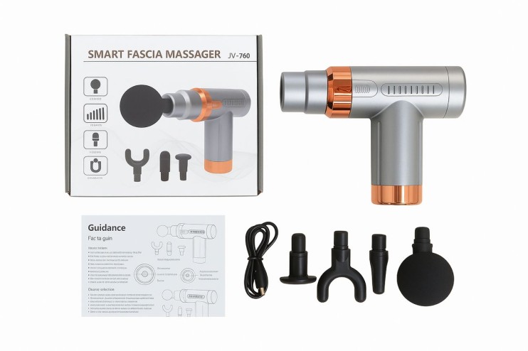 MS-208 Массажер JY-760 для тела 4 в 1 массажный пистолет для массажа мышц с насадками перкуссионный 