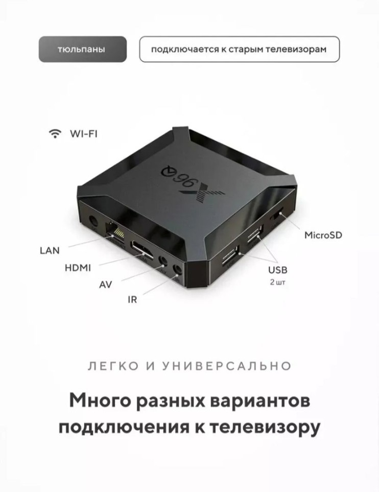 KN-015 Смарт приставка X96 для телевизора андроид с smart tv 2/16Gb