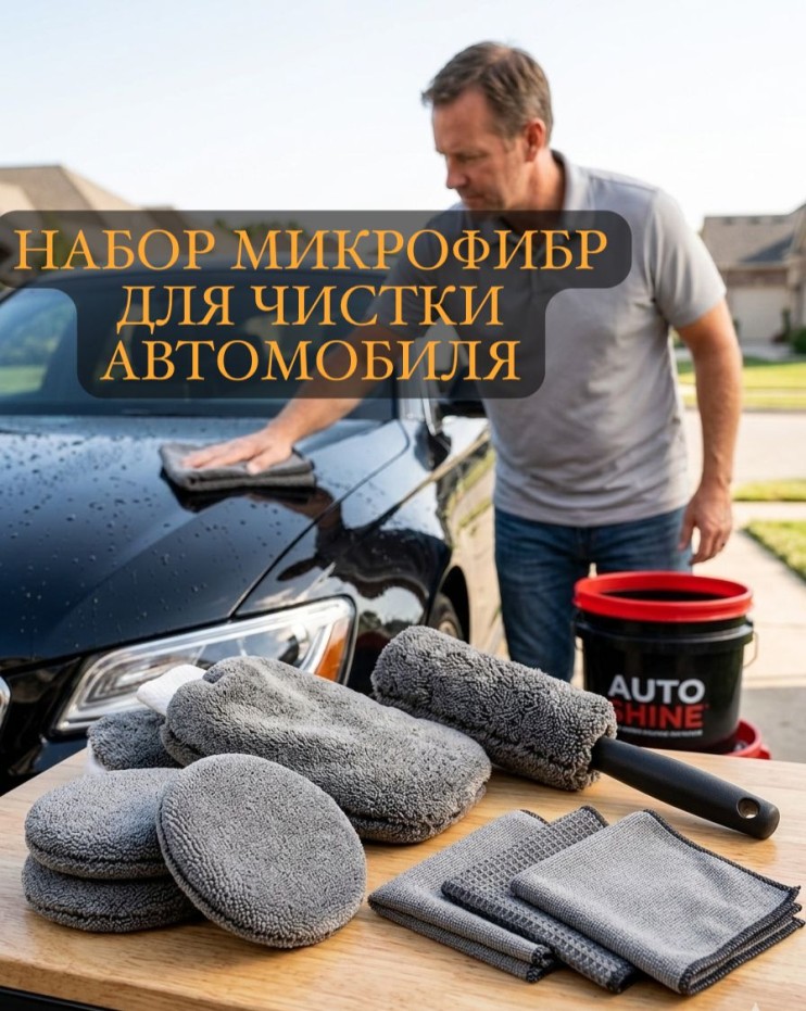 RZ-146 Набор микрофибр Car Cleaning Kit 9PCS для чистки машины 