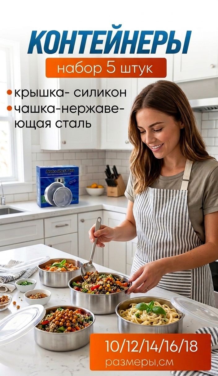 KP-587 Набор контейнеров  Protect Fresh Box  для хранения с герметичной крышкой 5 шт