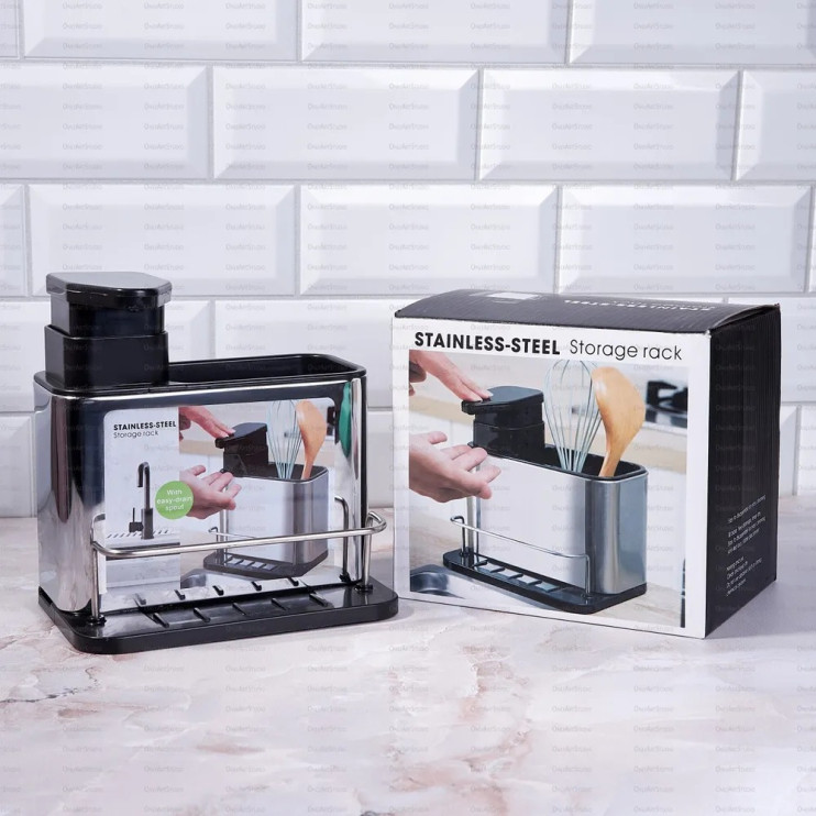 KP-476 Органайзер Stainless-Steel Storage Rack с дозатором для кухни