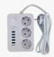 IN-147 Сетевой фильтр 2м на 3 розетки и 6 usb белый