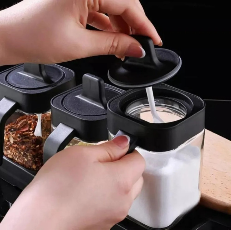 KP-174 Набор для специй Spice Jar TLG-028 с ложками 3 шт 